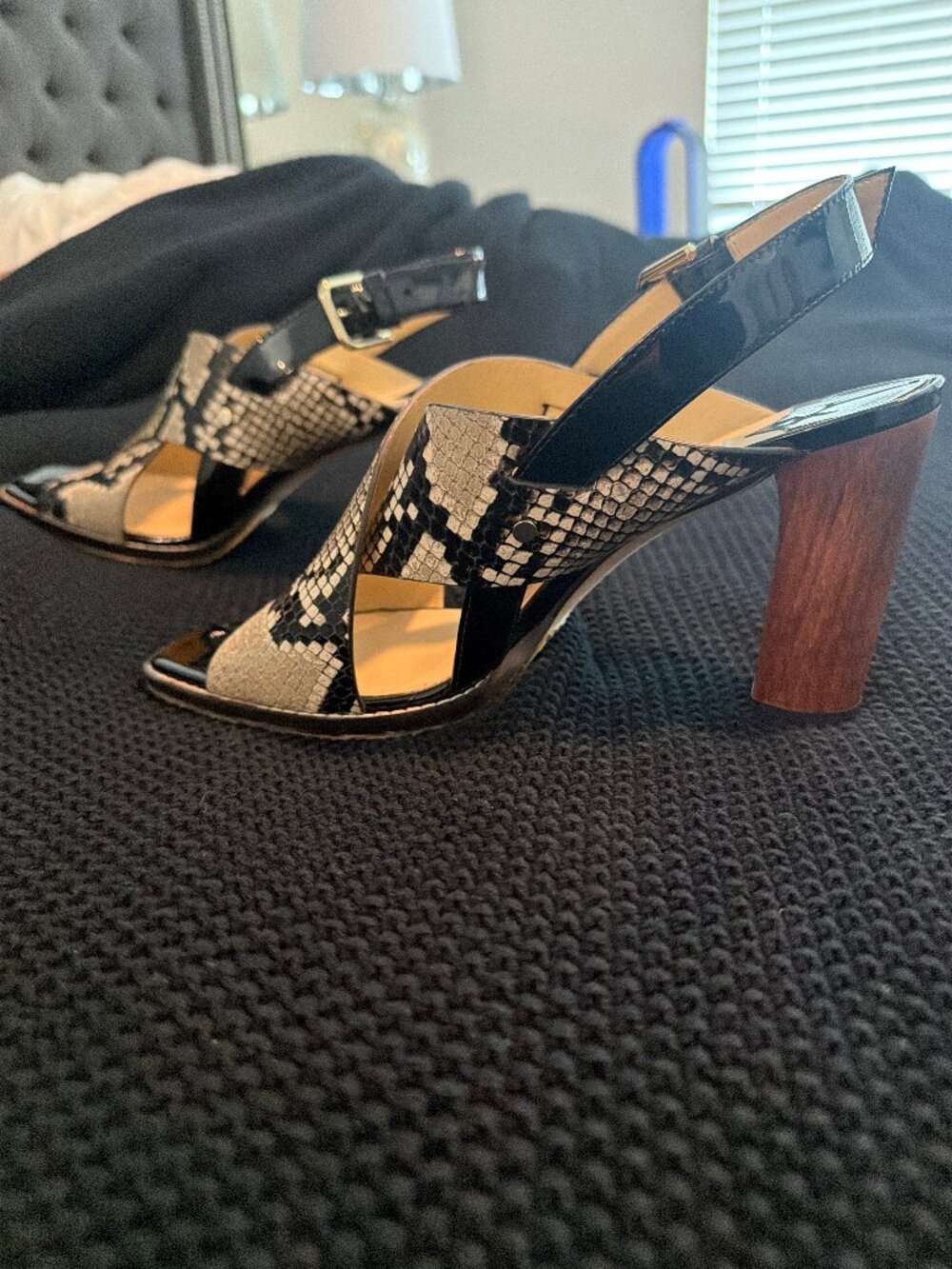 Jimmy Choo Python Patent Slingback Sandals 40.5